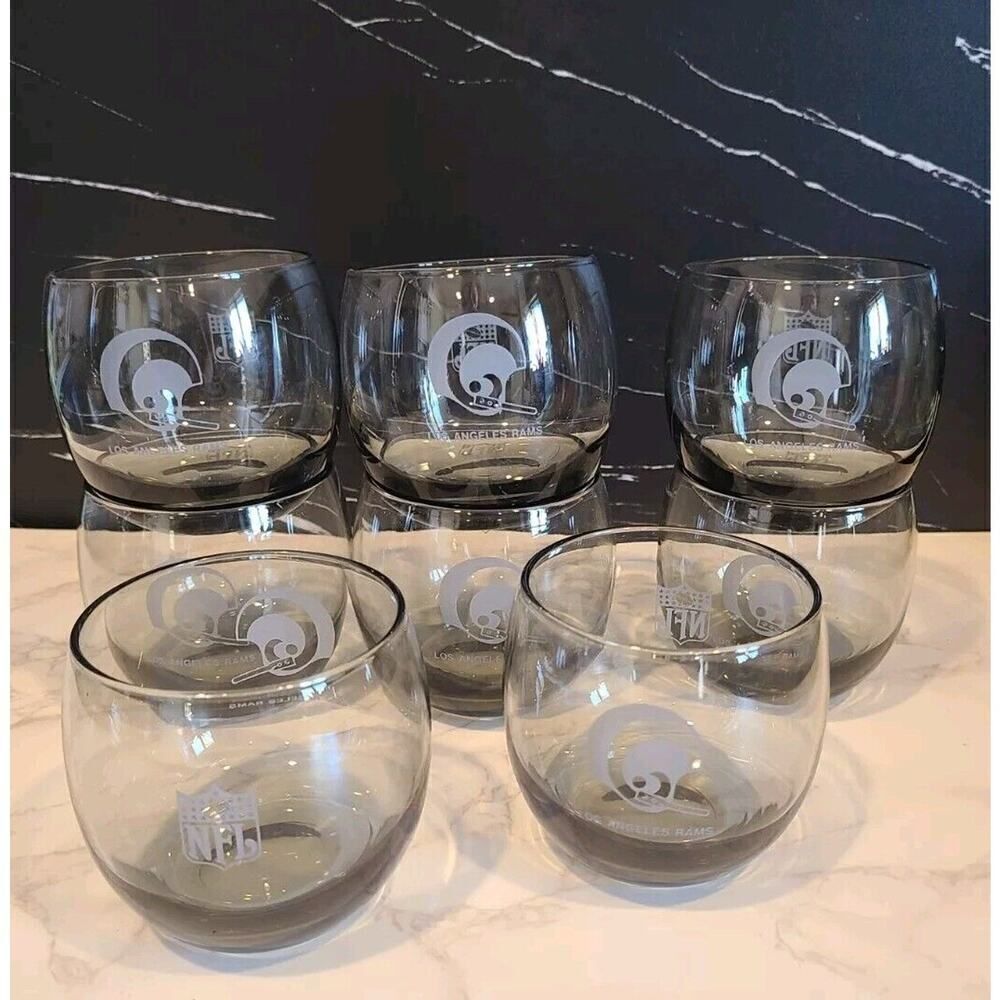Roly Poly NFL Los Angeles Rams Smokey Gray Drinking Cocktail Glasses Set of 8